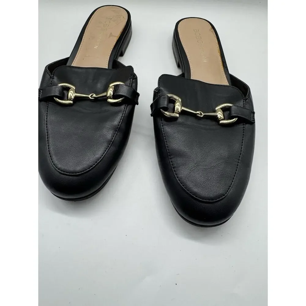BCBG Generation Zemy Mule Flats Size 7.5 Black Horsebit Loafers